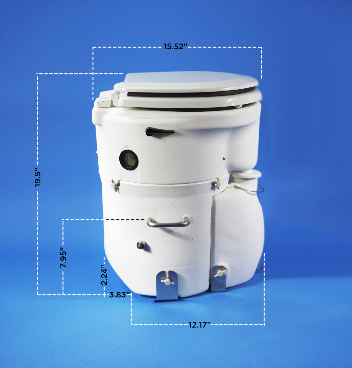 Details & Dimensions Air Head Composting Toilet For Boats, RVs & Cabins