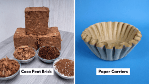 coco peat bricks and paper carrier