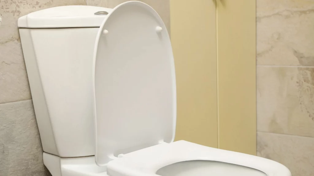 a close up of a toilet in a bathroom