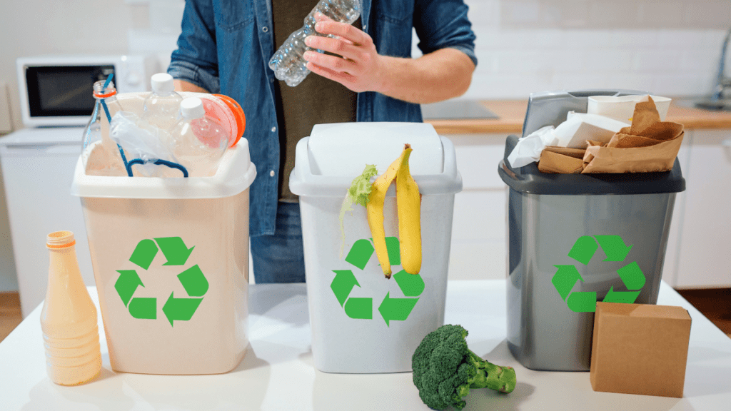 Waste segration - 3 small recycling -biodegradable-nonbiodegradable bins